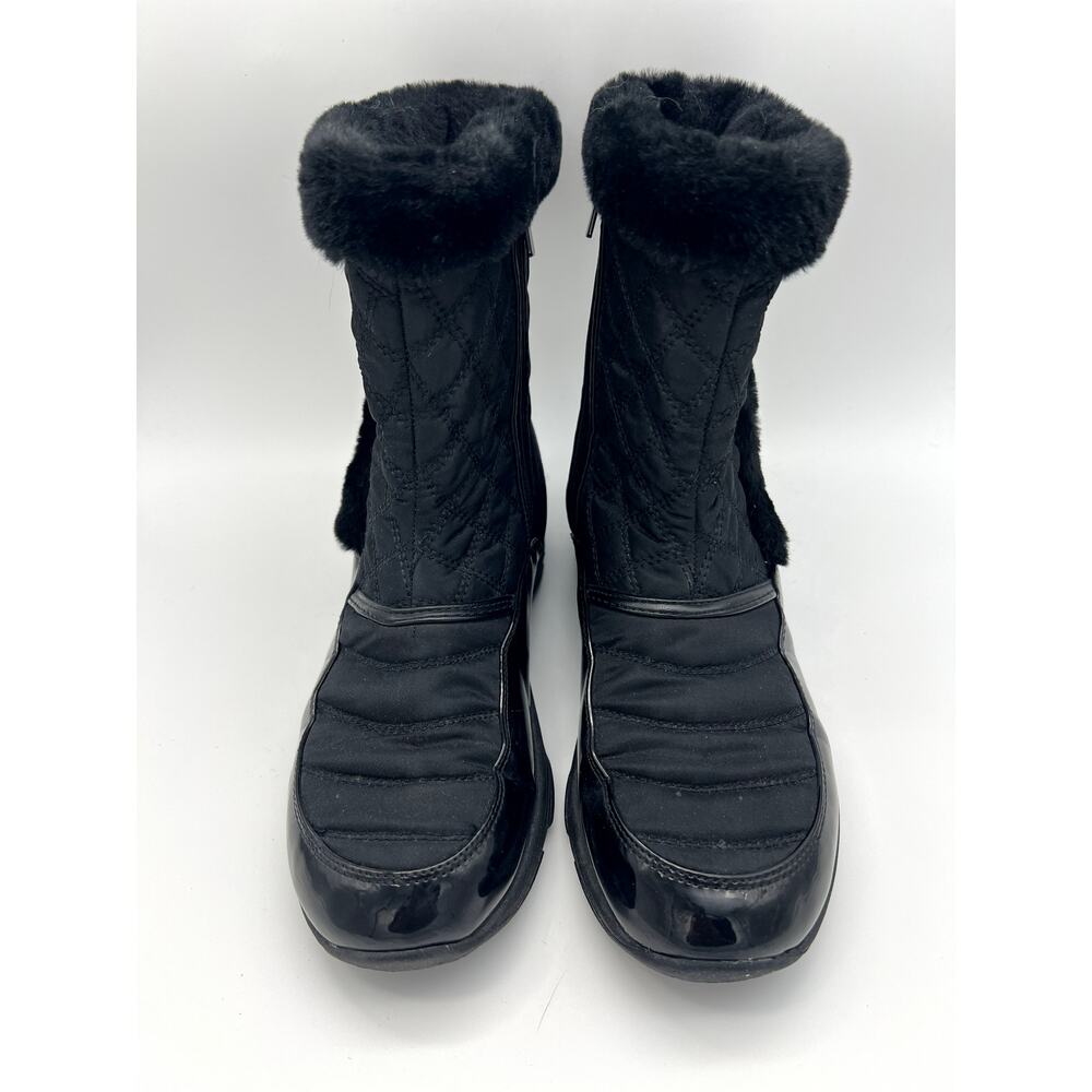 Easy Spirit Vixon 2 Black Faux Fur Zip Up Winter Booties Boots Shoes Size 6M